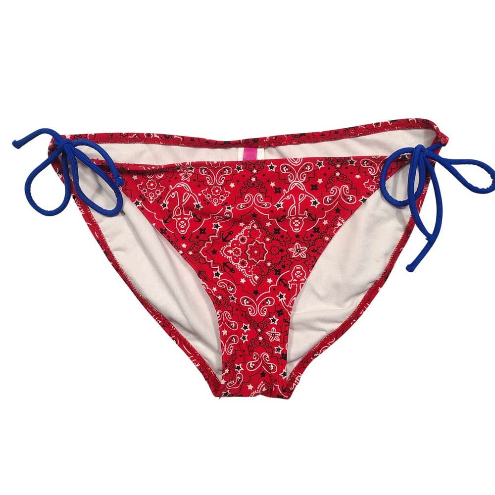 Op Bikini Bottom Women L Side Tie Bandana Nautical Red 0123694Y